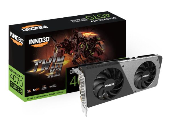 Inno3D GeForce RTX 4070 SUPER TWIN X2 - Grafikkort - GeForce RTX 4070 Super - 12 GB GDDR6X - 3 x DisplayPort - boks